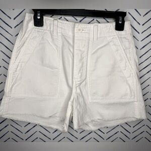 GAP High Waist Utility Short Frayed Ivory Sz 2